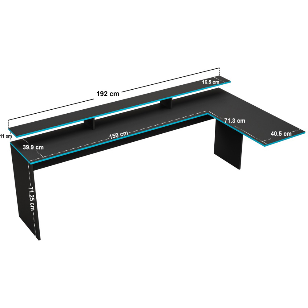 Recoil Ultimate Single Charcoal and Neon Blue Gaming High Sleeper Bed with LED Image 6