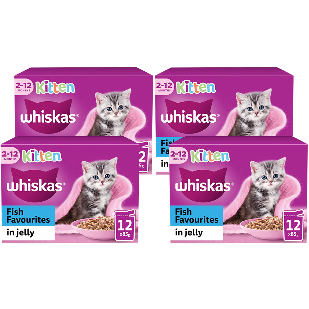 Whiskas Kitten Fish in Jelly Wet Cat Food Pouches 85g Case of 4 x 12 Pack Image 1