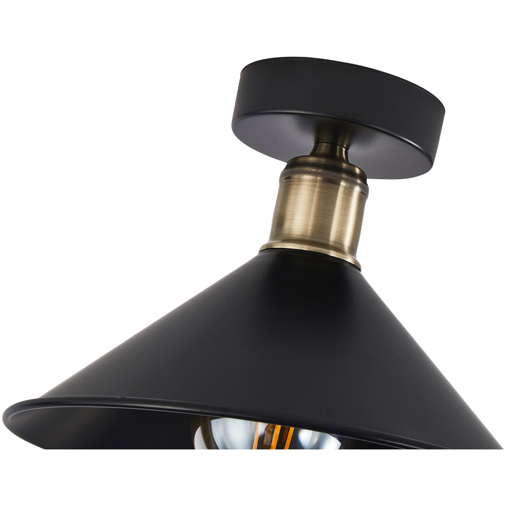Happy Homewares Matte Black Antique Brass Semi Flush Ceiling Light Image 5