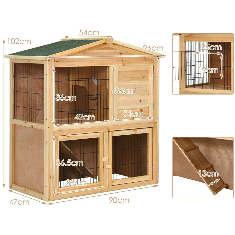 Costway Bunny Rabbit Cage with Waterproof Roof Large Image 9