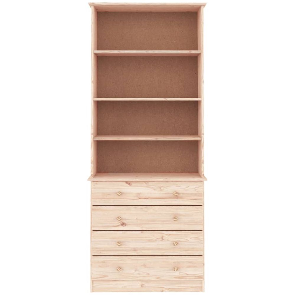 vidaXL Alta 5 Drawer 5 Shelf Natural Solid Pine Wood Bookcase Image 3