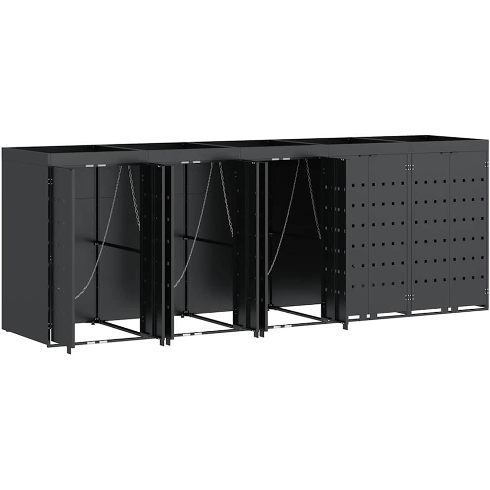 vidaXL Anthracite 5 Wheelie Bin Storage Shed with Planter Roof Image 4
