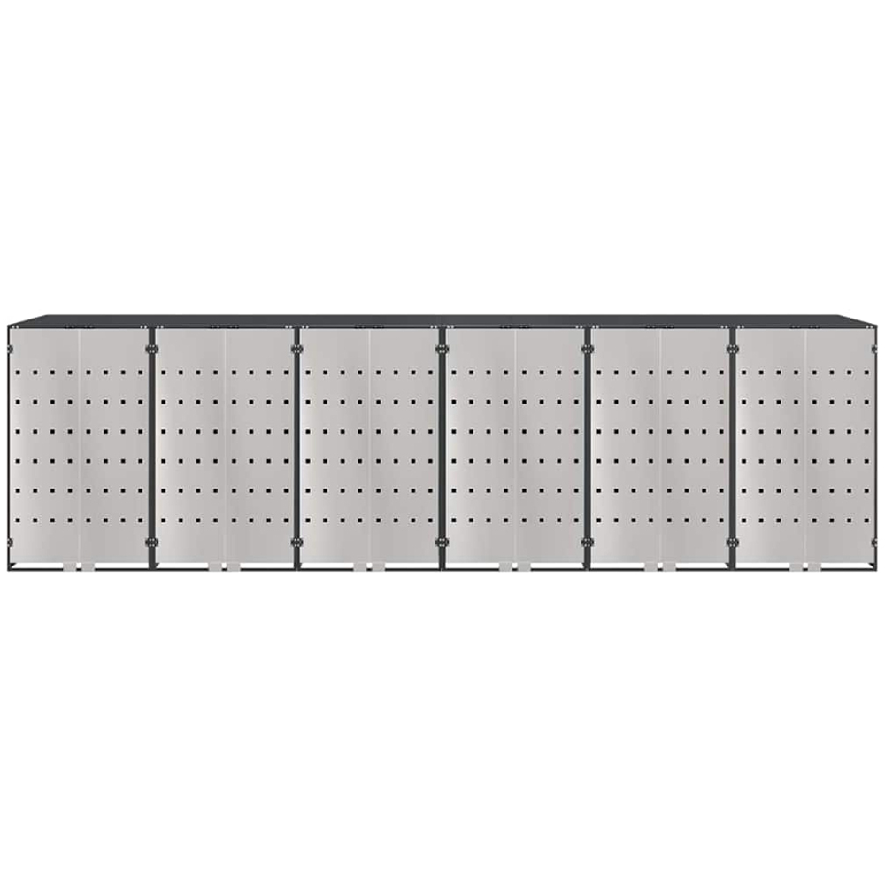 vidaXL Anthracite 6 Wheelie Bin Storage Shed with Stainless Steel Door Image 4
