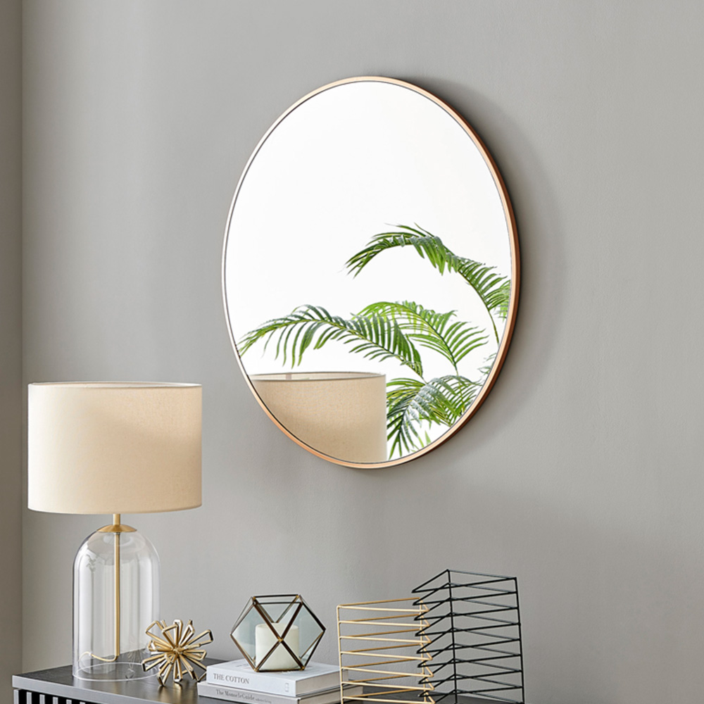 Furniturebox Emma Round Gold Frame Wall Mirror 80cm Image 2