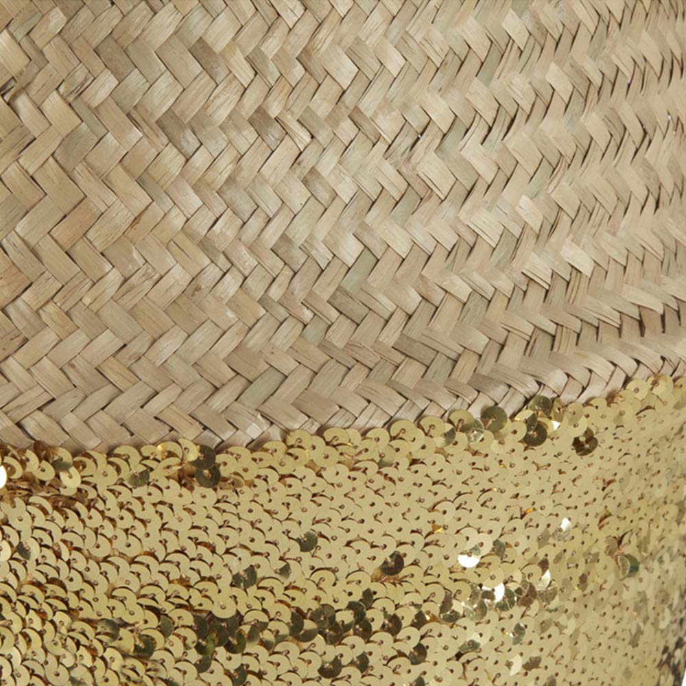 Premier Housewares Gold Sequin and Natural Large Seagrass Basket Image 4