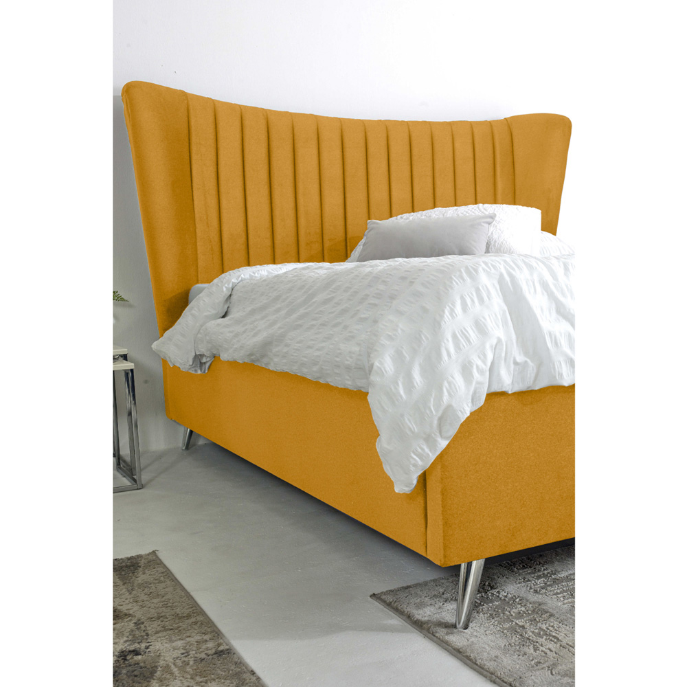 Eleganza Tatum Super King Size Mustard Plush Velvet Bed Frame with Headboard Image 2