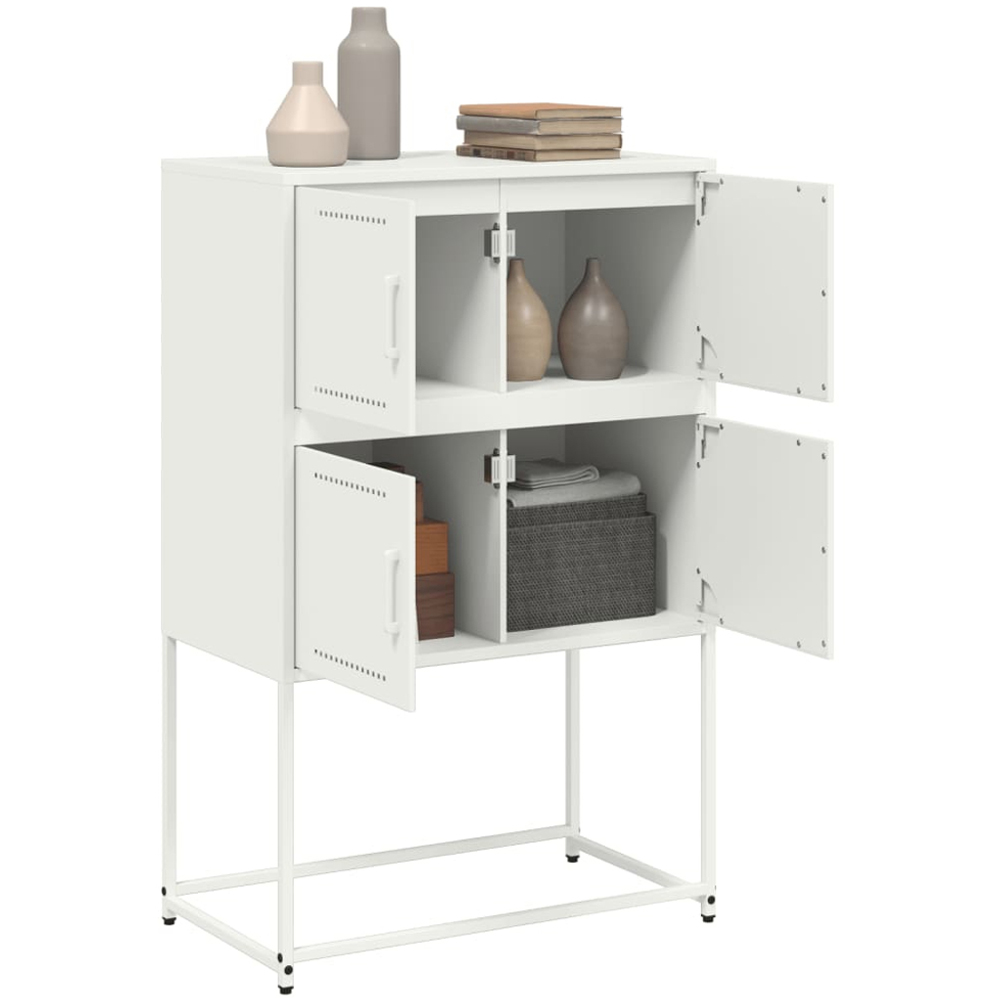 vidaXL 4 Door White Steel Sideboard Image 5