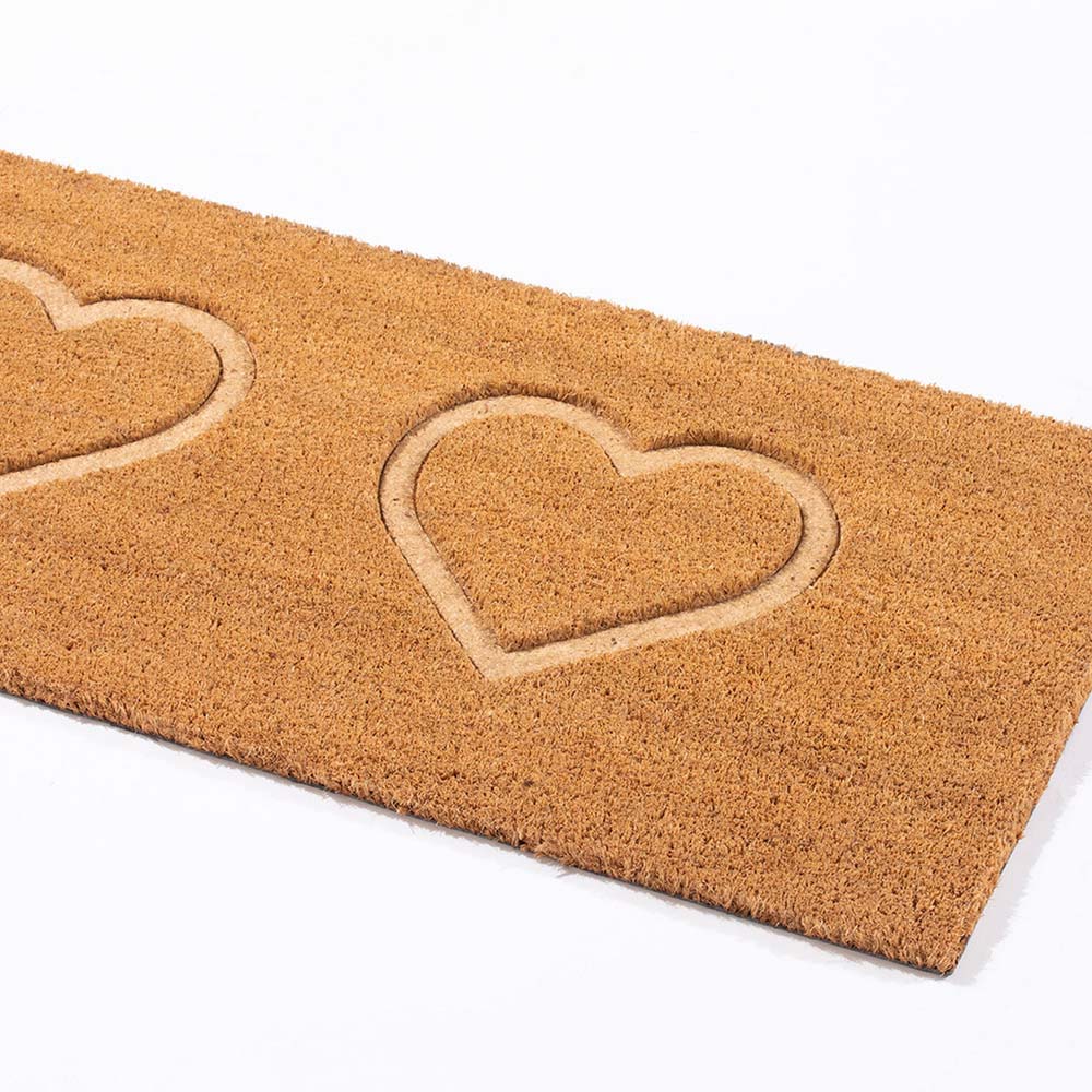 Astley Natural Embossed Heart Coir Doormat 40 x 120cm Image 2