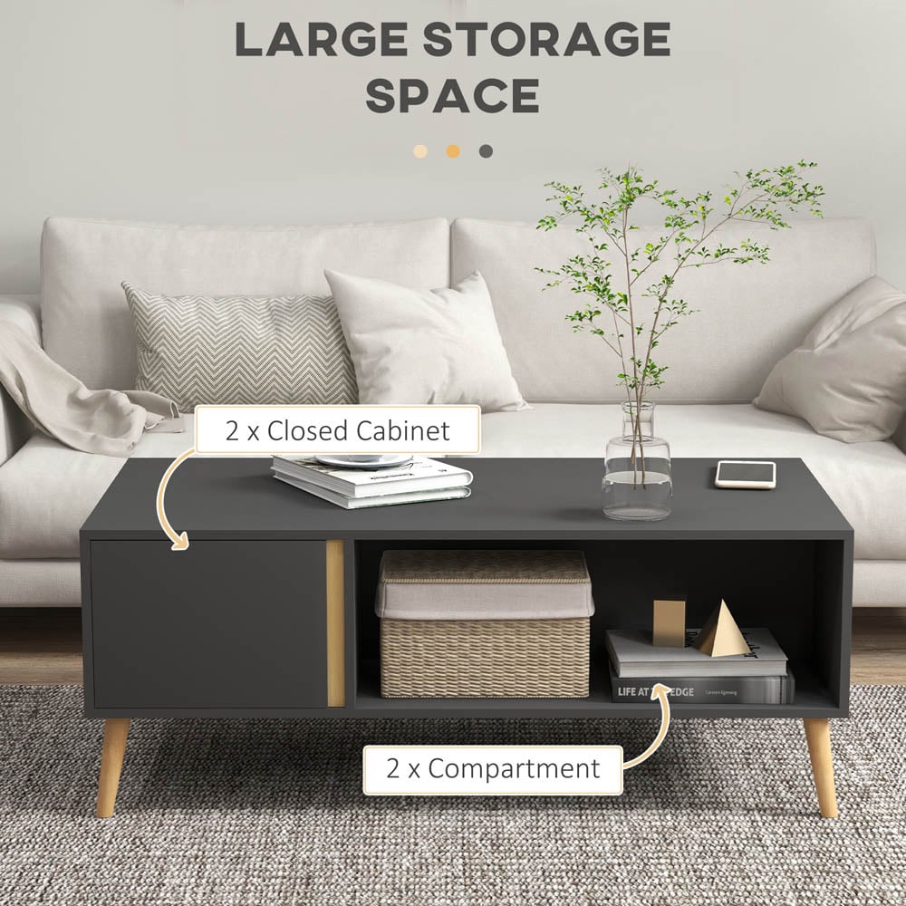 Portland Single Door Single Shelf Grey Rectangular Coffee Table Image 5