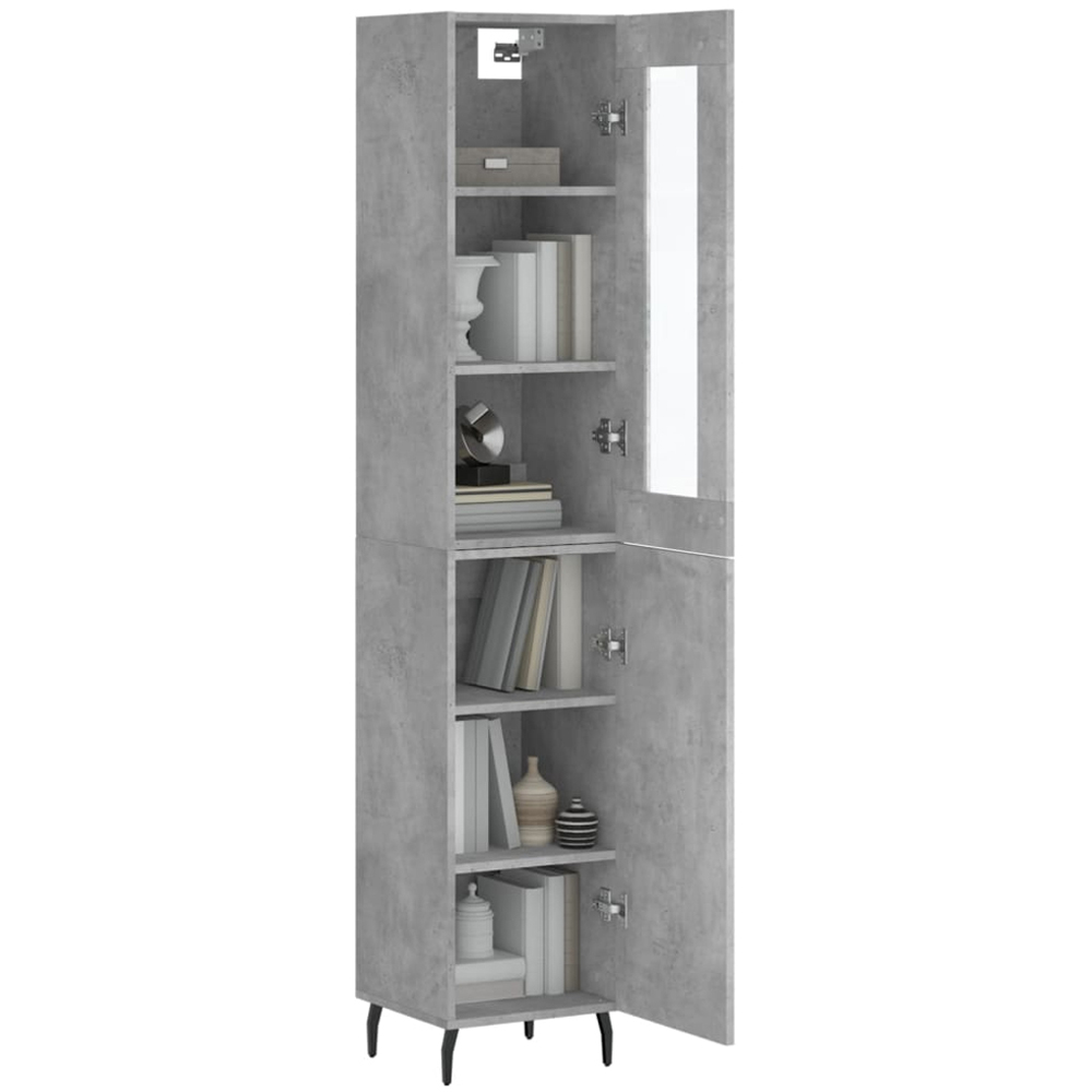 vidaXL 2 Glass Door Single Drawer Grey Highboard Image 3