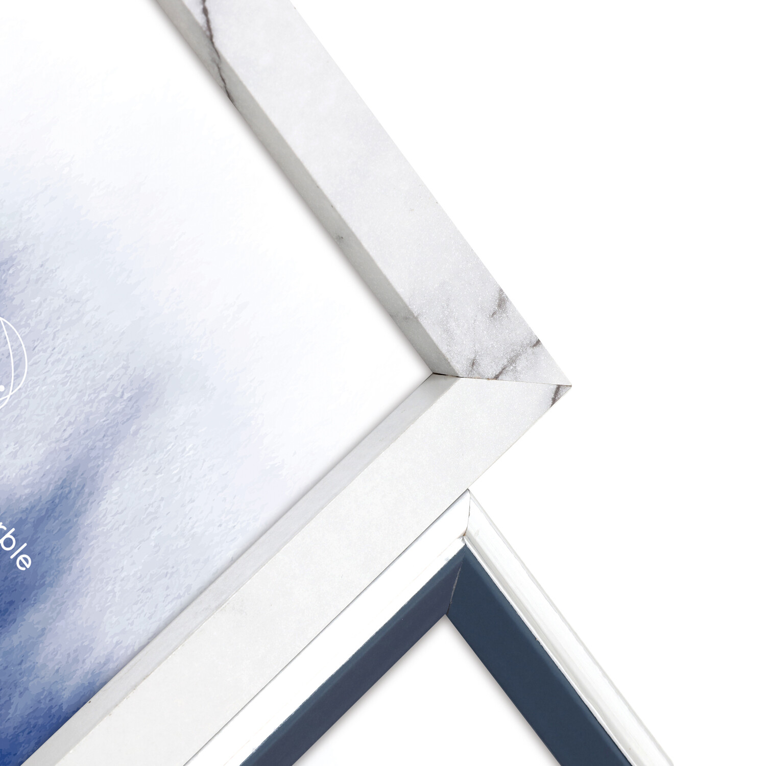 Southwold Blue and Marble 6 Aperture Frame - Blue and White Image 3