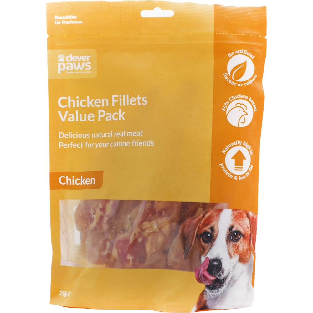 Clever Paws Chicken Fillets Dog Treat 350g Image 1
