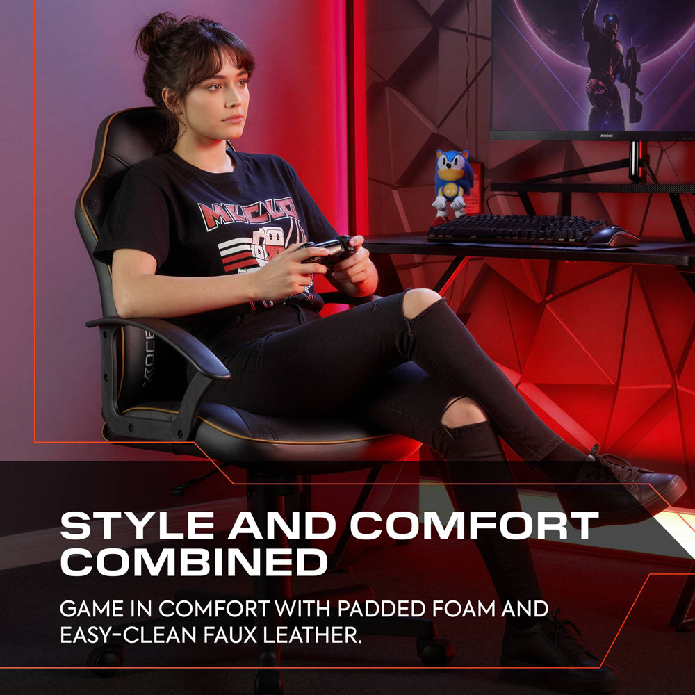 X Rocker Saturn Black and Gold Mid-Back Wheeled Juniors and Teens Esport Gaming Chair Image 5
