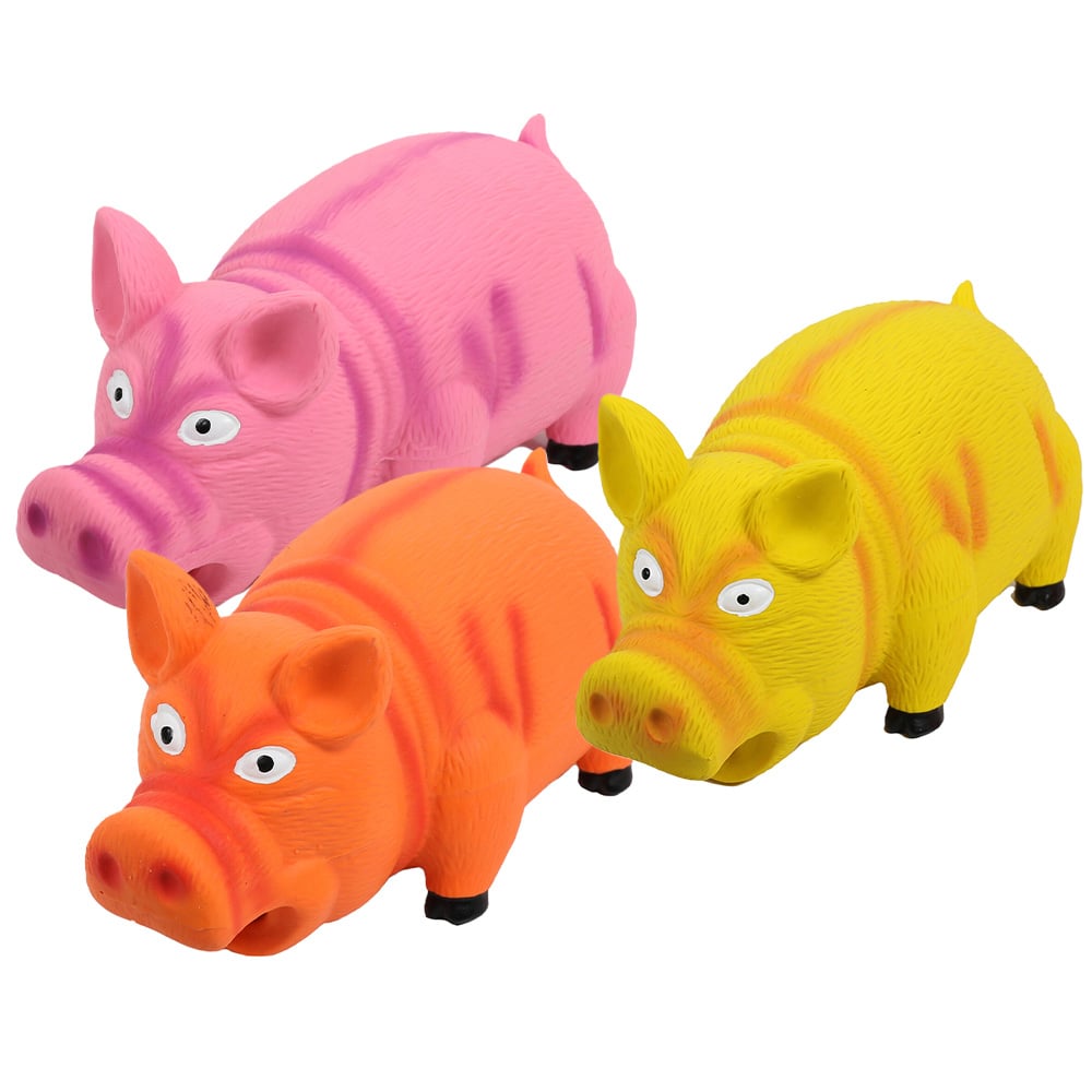 Single Honking Latex Pig Dog Character Toy in Assorted styles Wilko