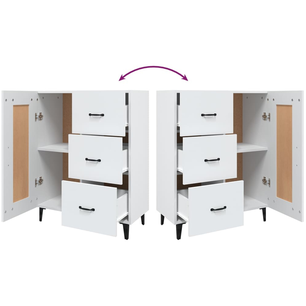 vidaXL Single Door 3 Drawer White Sideboard Image 8