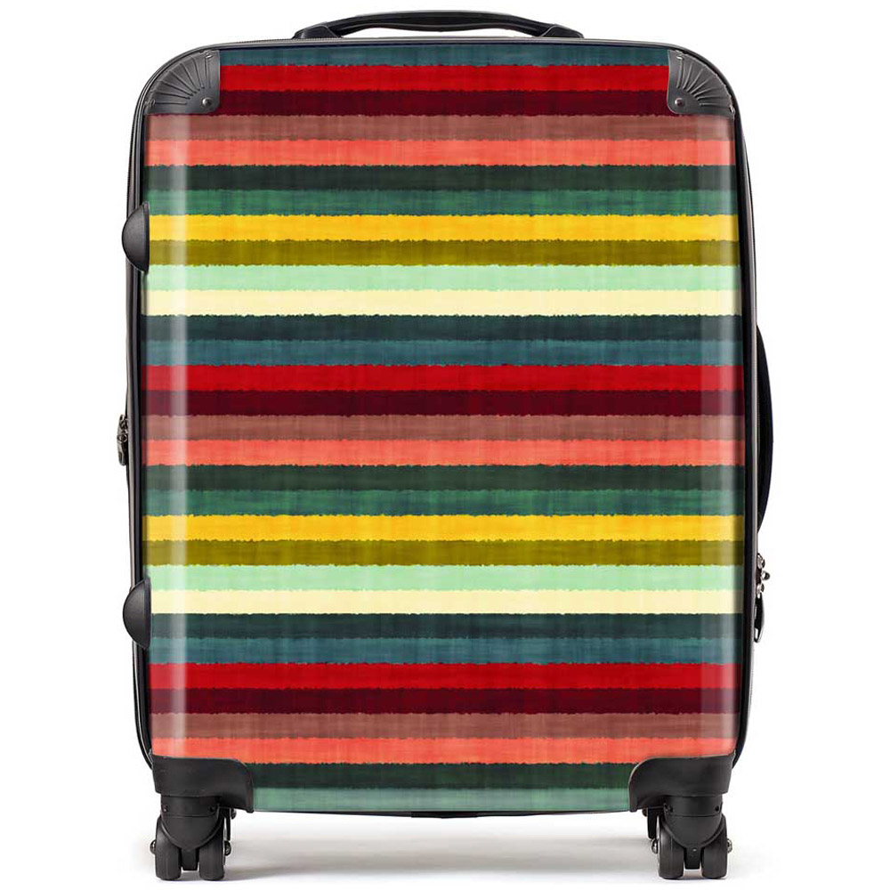 Warren Reed Designer Large Multicolour Striped Brish Pattern Suitcase Image 1