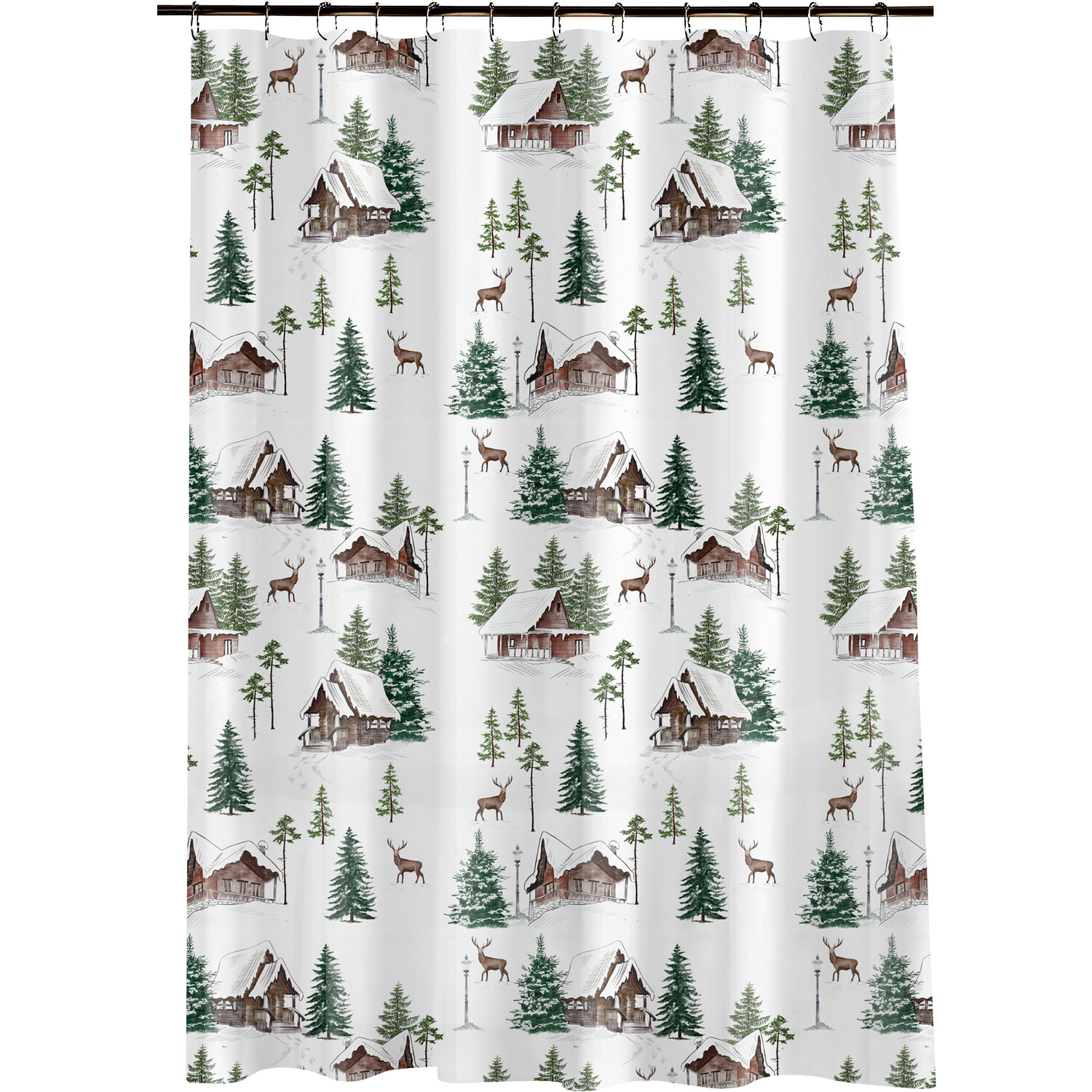 Snowy Mountains Shower Curtain - White Image