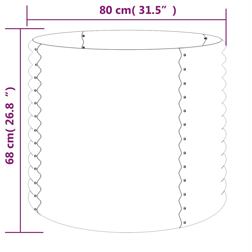 vidaXL Anthracite Galvanised Steel Garden Planter 68 x 80 x 80cm Image 3