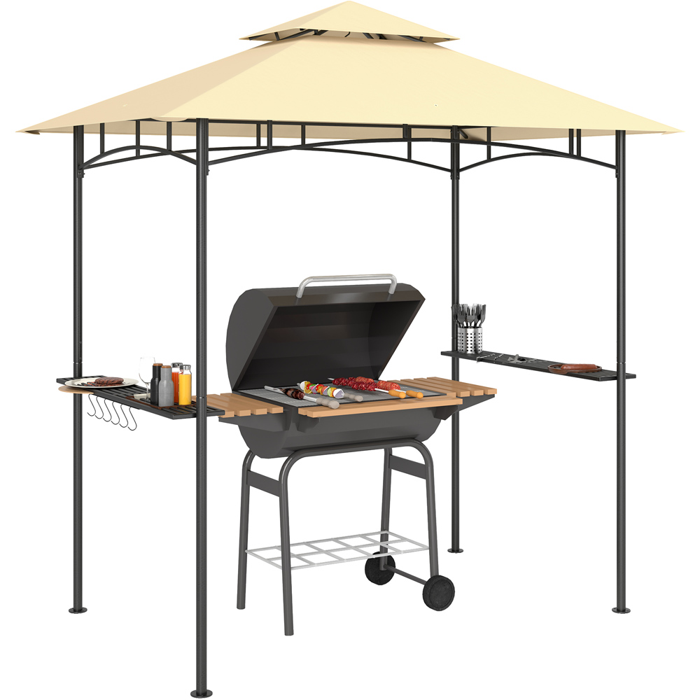 Outsunny 1.5 x 2.4m Beige Double Tiered Outdoor Grill Gazebo Image 2
