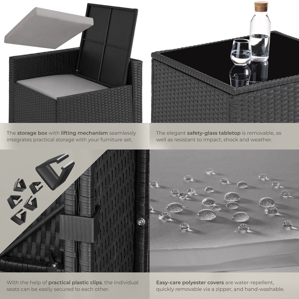 tectake Verona Black Polyrattan Rattan Furniture Garden Set Image 5