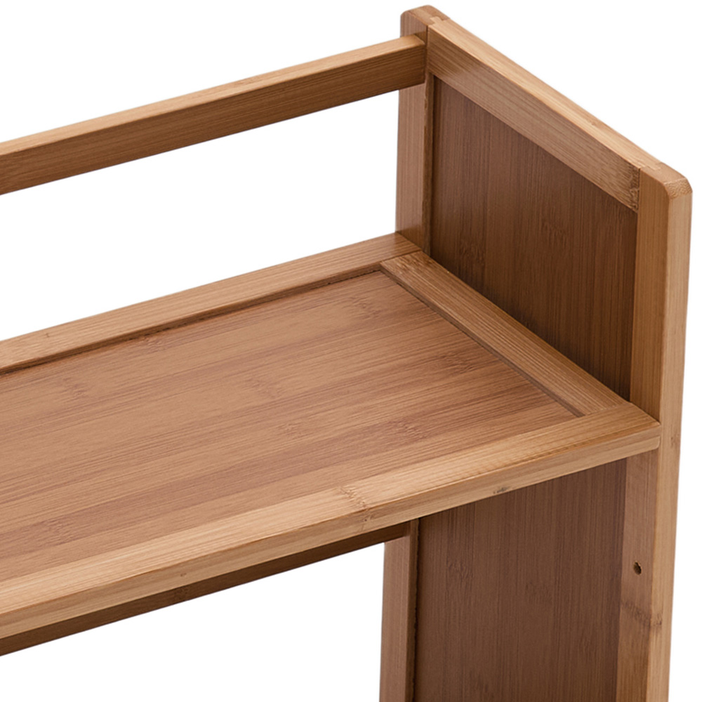 Living and Home 2 Shelf Brown Bamboo Desktop Bookshelf with Guardrail ...