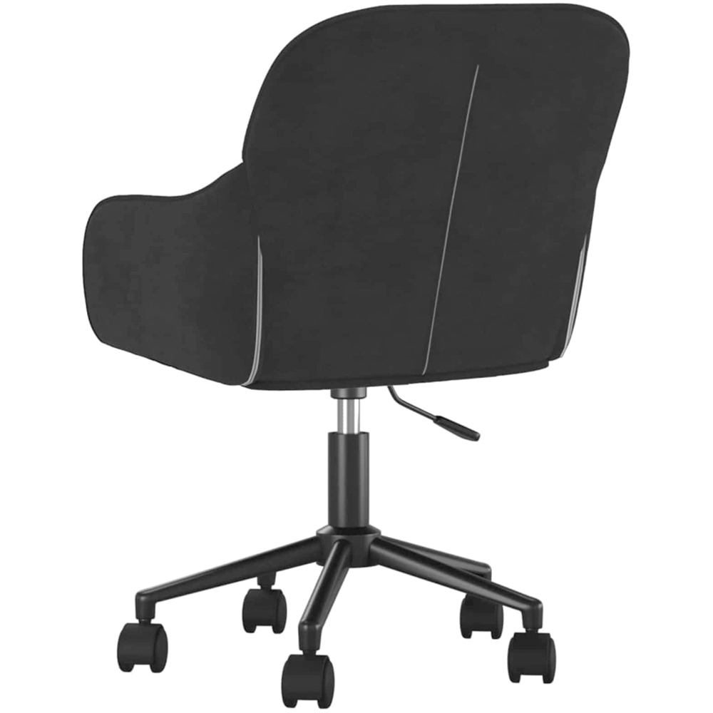 vidaXL Set of 2 Black Velvet Height-Adjustable Swivel Dining Chair with Wheels Image 6