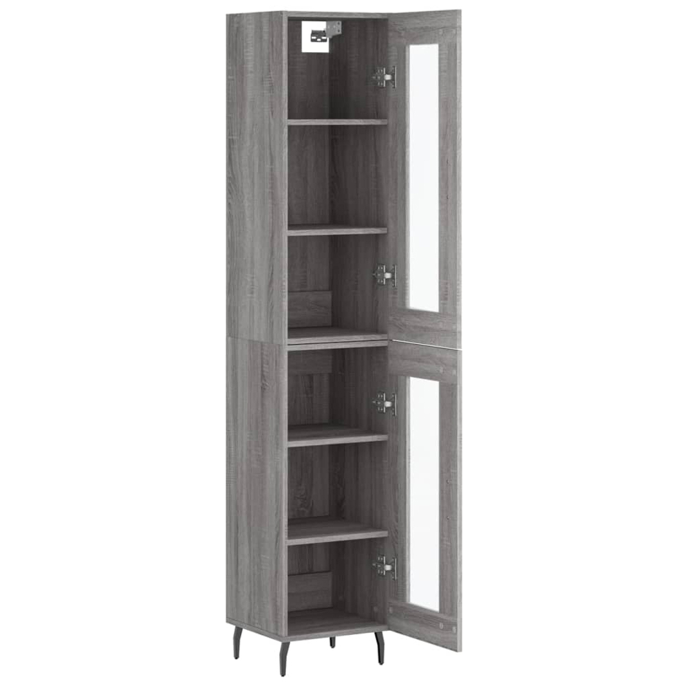 vidaXL 2 Glass Door Grey Sonoma Highboard Image 4