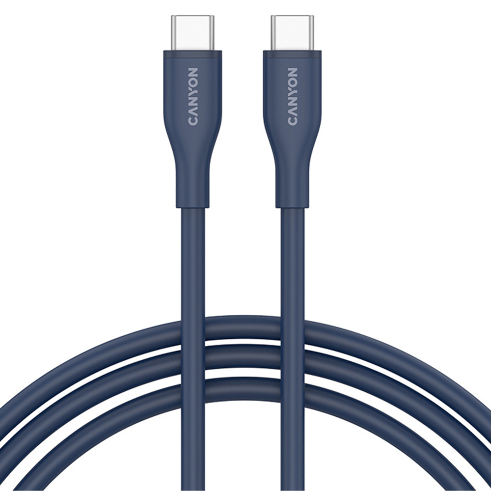 Canyon CNS-CC60SC10 Dark Blue Silicon Type-C to Type-C Cable 60W 1m Image 1