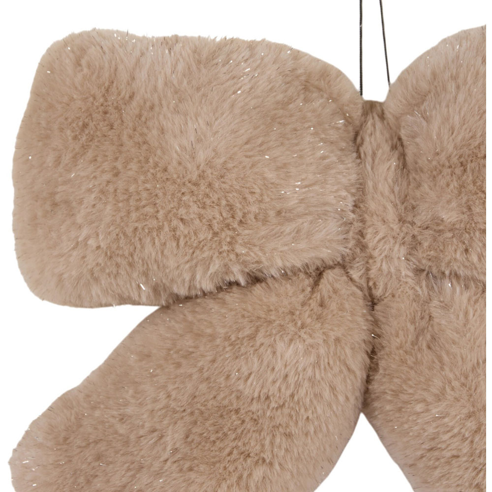 Sparkle Plush Bow Decoration Beige Large Image 3