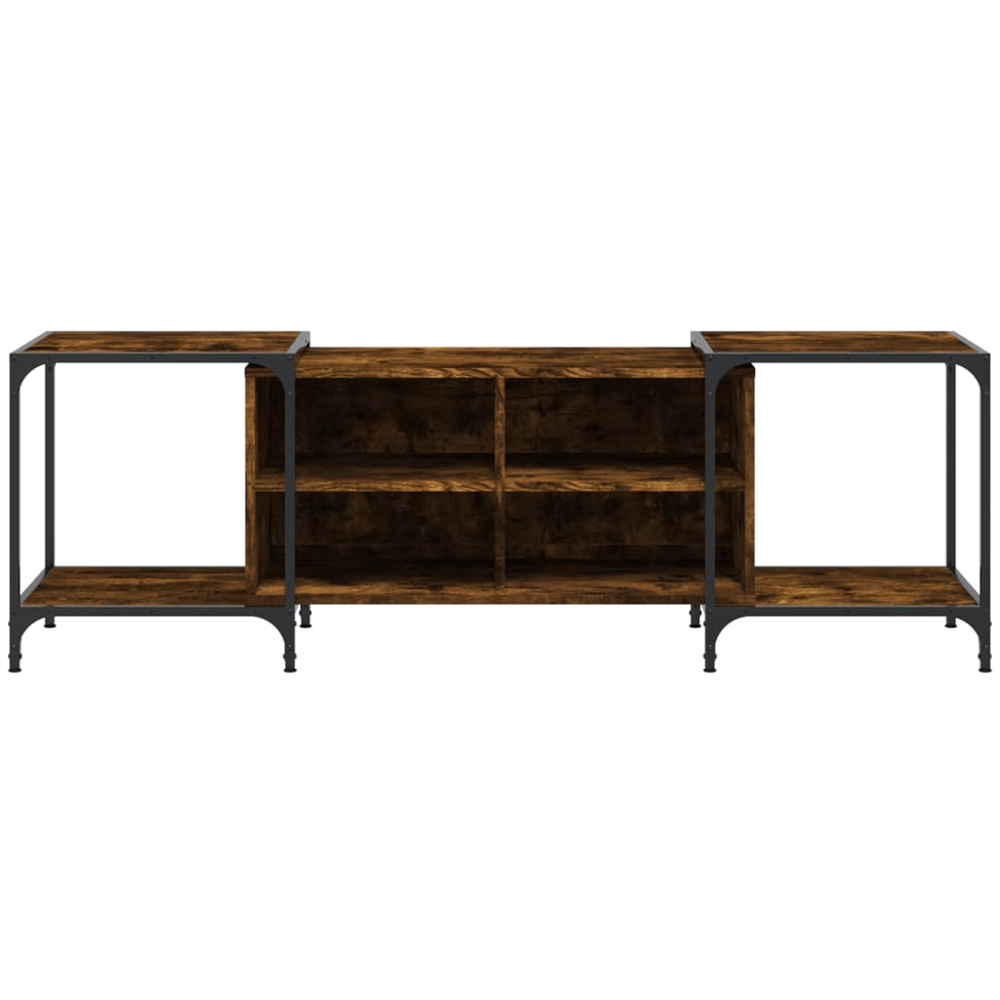 vidaXL 4 Shelf Smoked Oak Industrial Style Adjustable TV Cabinet Image 4