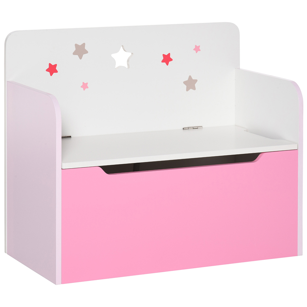 Playful Haven Pink Kids Storage Chest Bench Image 2