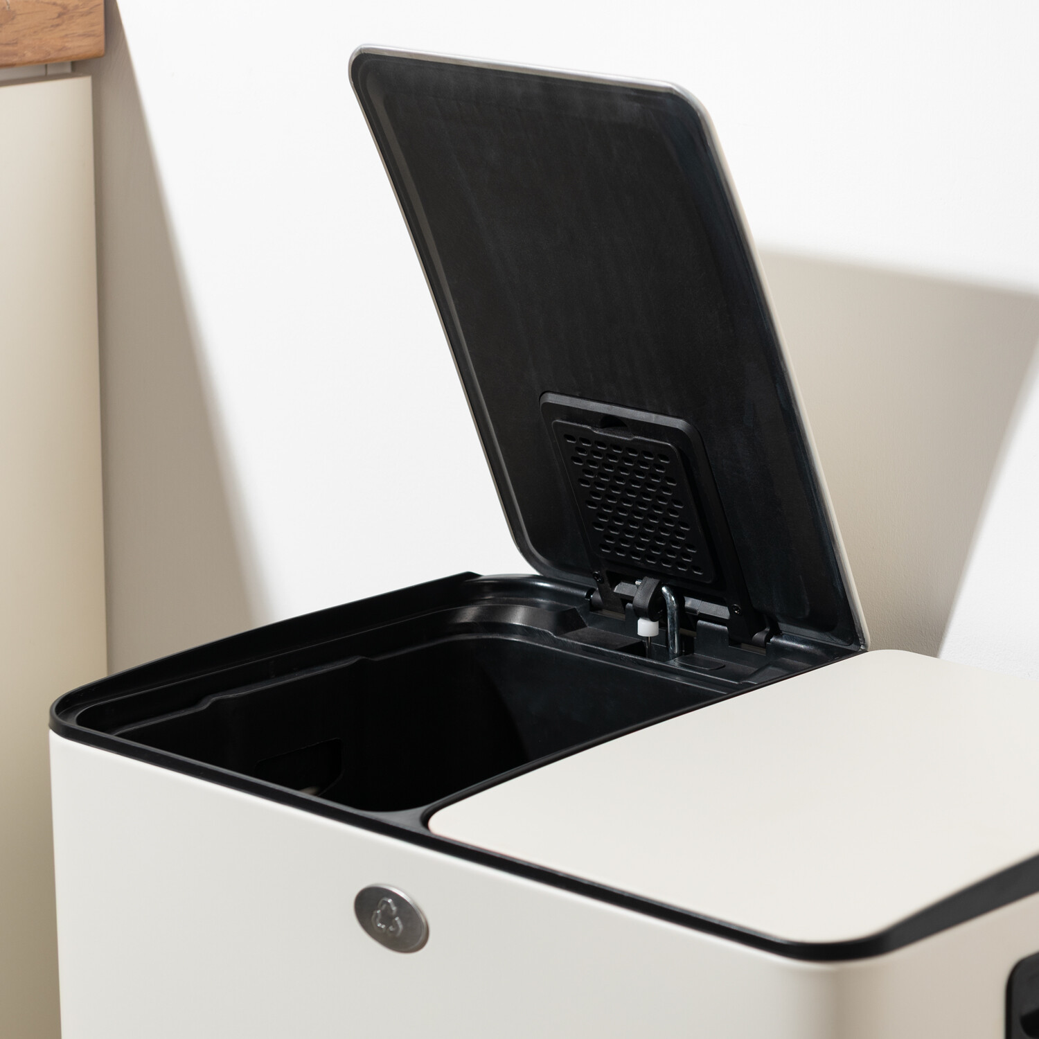 60L Double Recycling Pedal Bin Cream Image 4