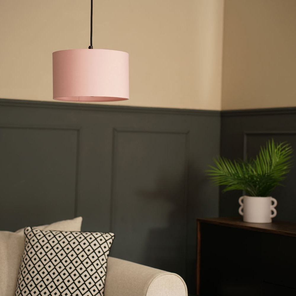 ValueLights Reni Blush Pink Ceiling Drum Lamp Shade Small Image 3
