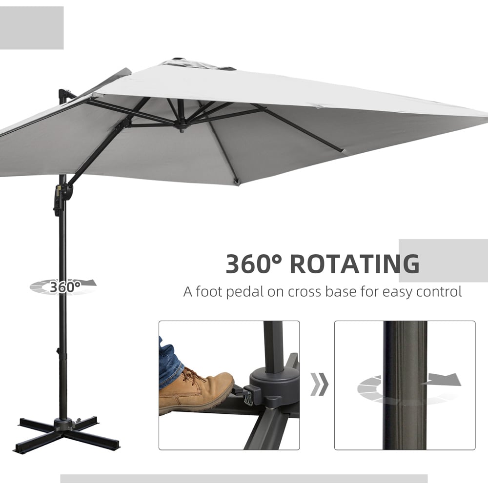 Outsunny Grey Cantilever Paraso with Cross Base 2.7 x 2.7m Image 6