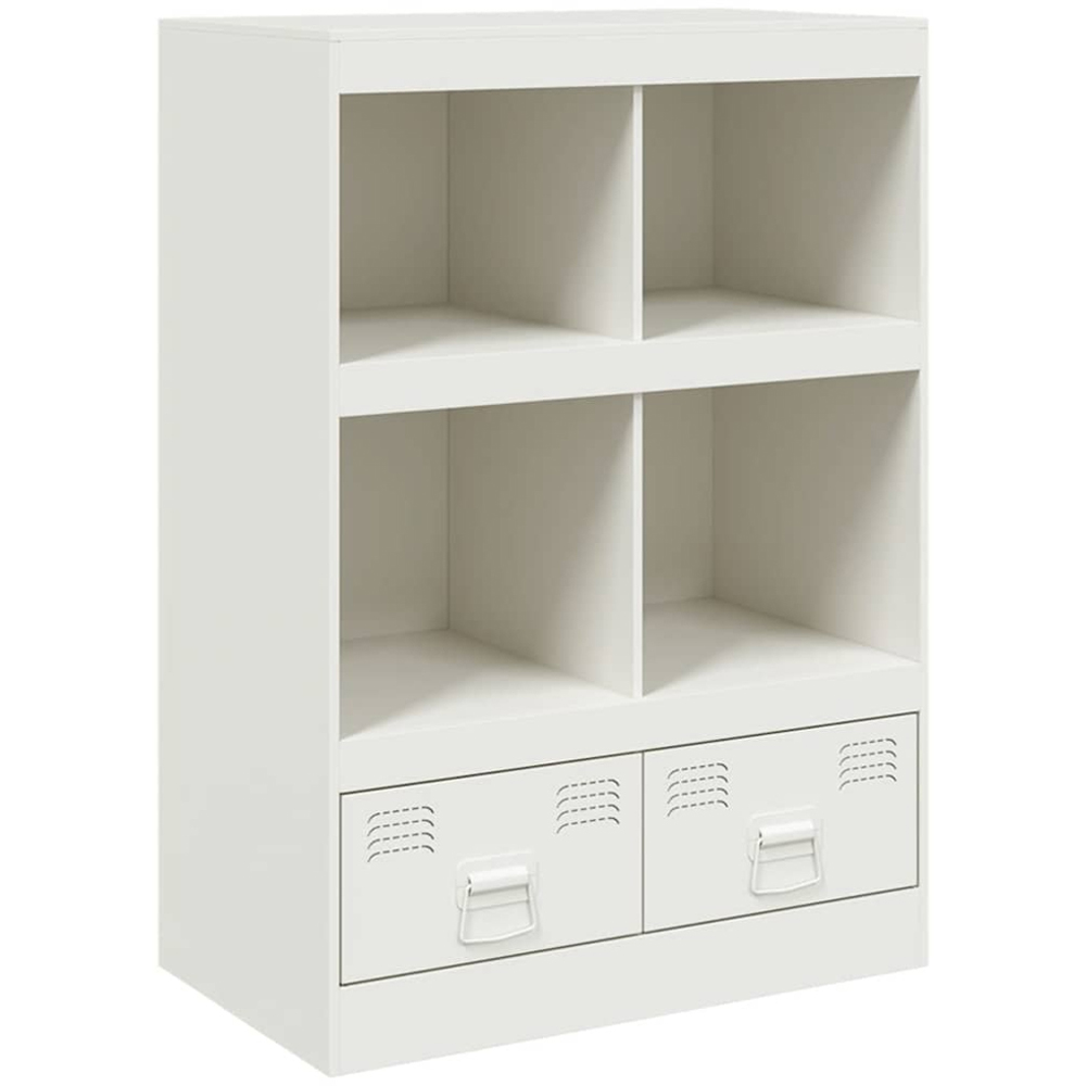 vidaXL 2 Drawer 4 Open Shelf White Steel Highboard Image 2