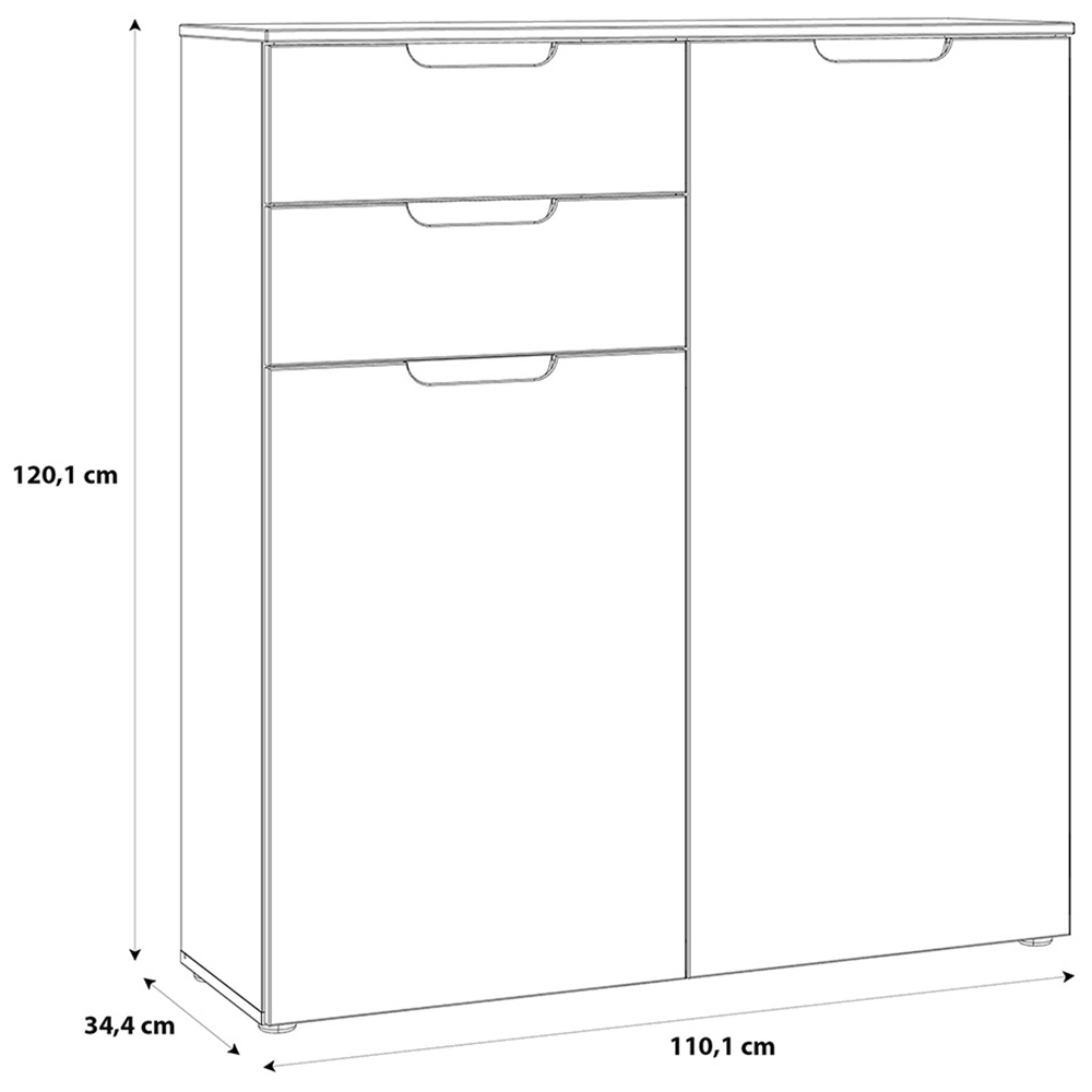 Florence Sienna 2 Door 2 Drawer White High Gloss Cabinet Image 8