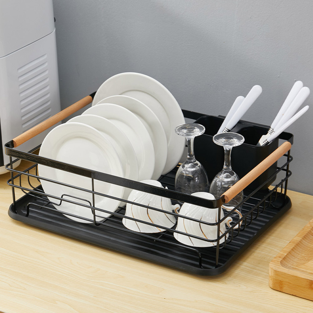 Living And Home Kitchen Metal Dish Rack Drainer with Removable Drainboard Image 7