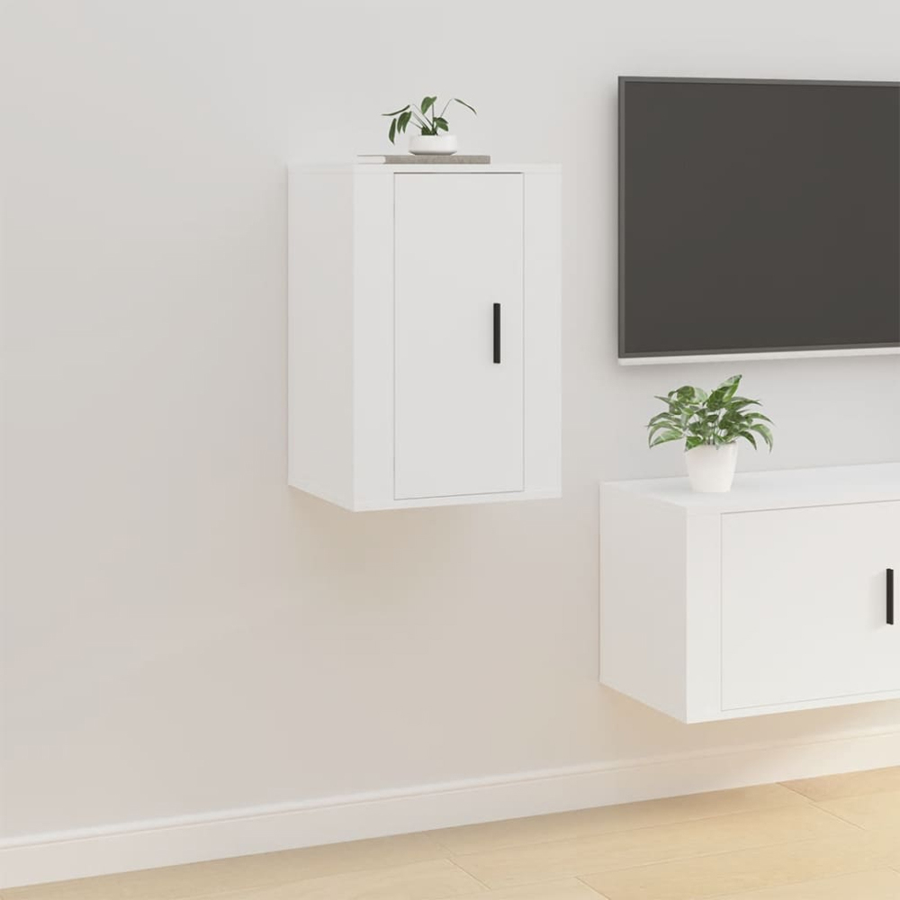 vidaXL Single Door White Wall Mounted TV Cabinet Set of 2 Image 9
