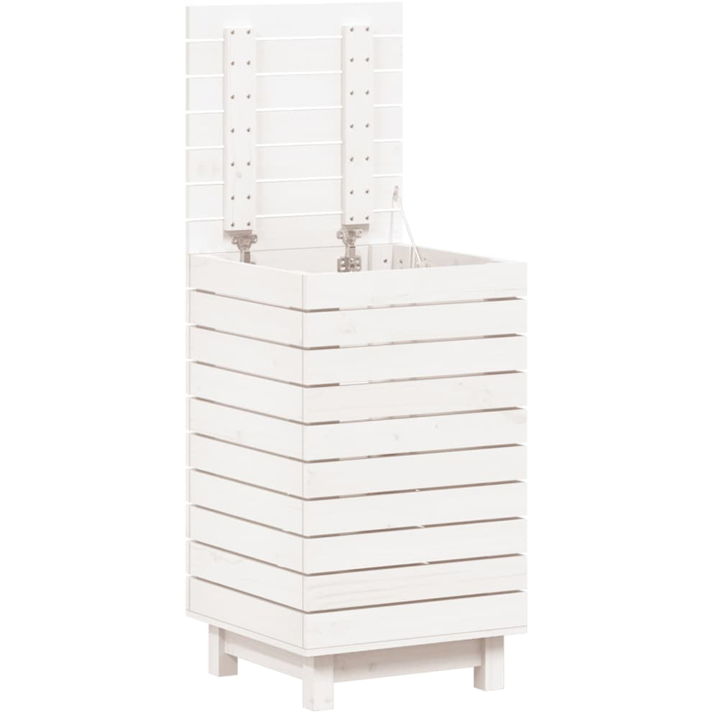 vidaXL White Solid Pine Wood Laundry Basket 44 x 44 x 76cm Image 3