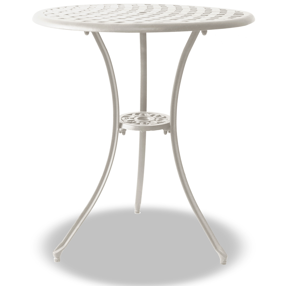 Centurion Oshowa 2 Seater White Round Garden Bistro Table with Parasol Hole Image 2