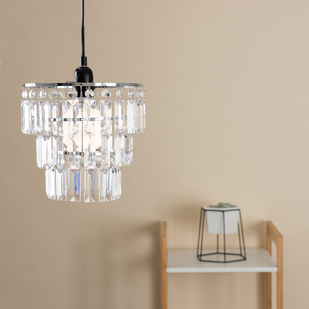 ValueLights Kelsks Chrome with Clear Droplets Ceiling Light Shade Image 2