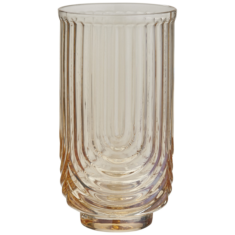 Wilko Ribbed Amber Finish HiBall Glass Wilko
