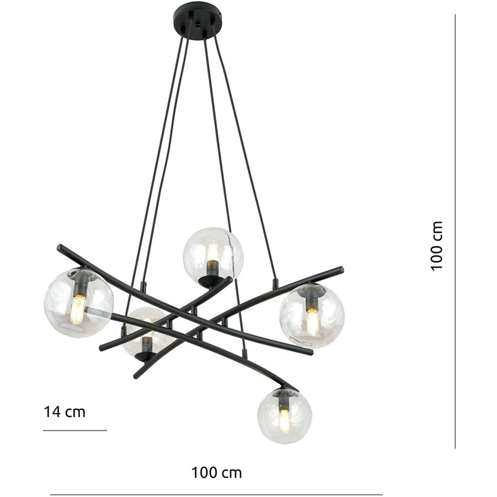 Emibig Essa 5 Light Transparent Shade Black E14 Ceiling Pendant Light Image 5