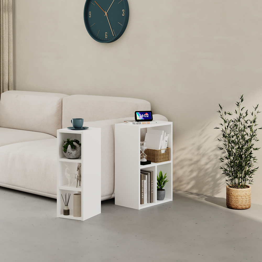 Decortie Combayn 3 Shelf White Low Freestanding Bookcase Image 4