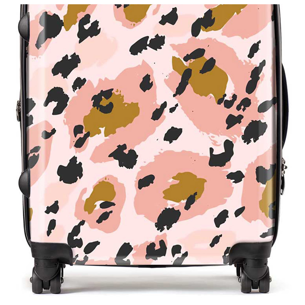 Warren Reed Designer Large Hand Drawn Pink Leopard Print Suitcase Image 2