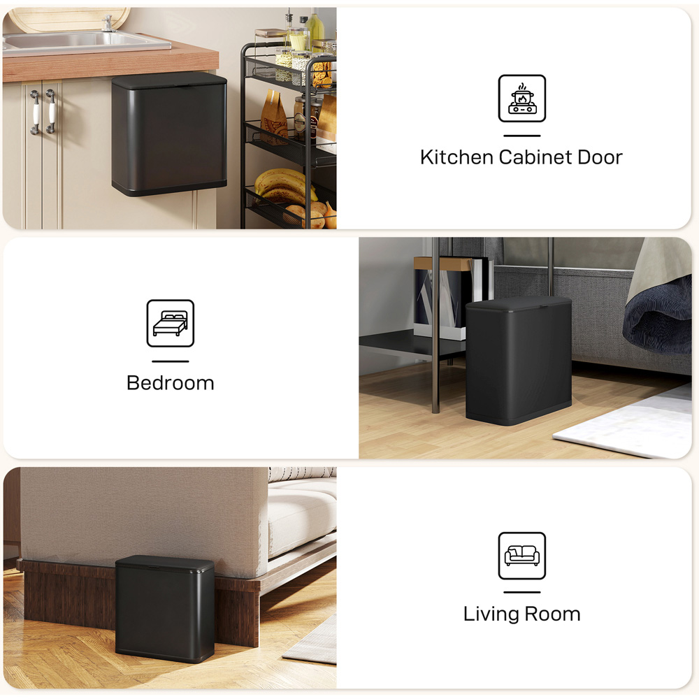 HOMCOM Black Hanging Bin with Stay-Open Lid 8L Image 8