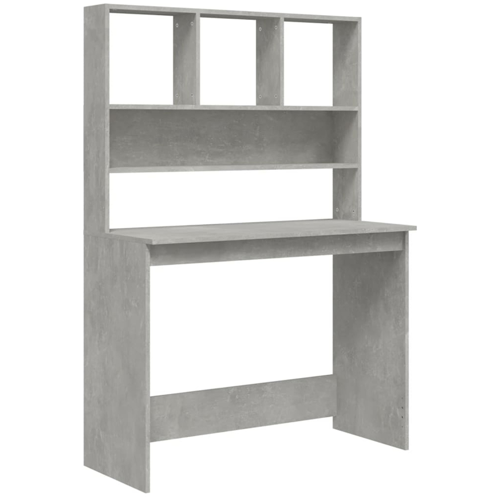 vidaXL 4 Shelf Computer Desk Concrete Grey Image 2