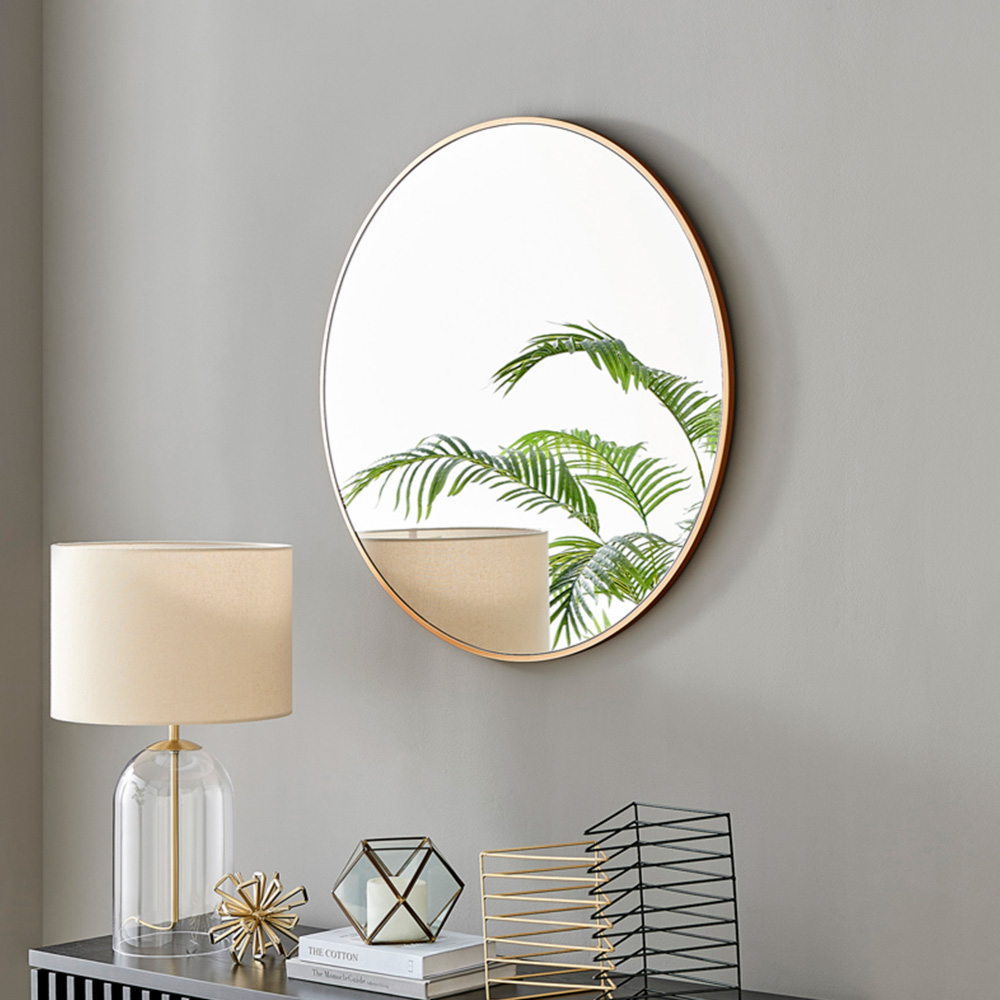 Furniturebox Emma Round Copper Frame Wall Mirror 80cm Image 2