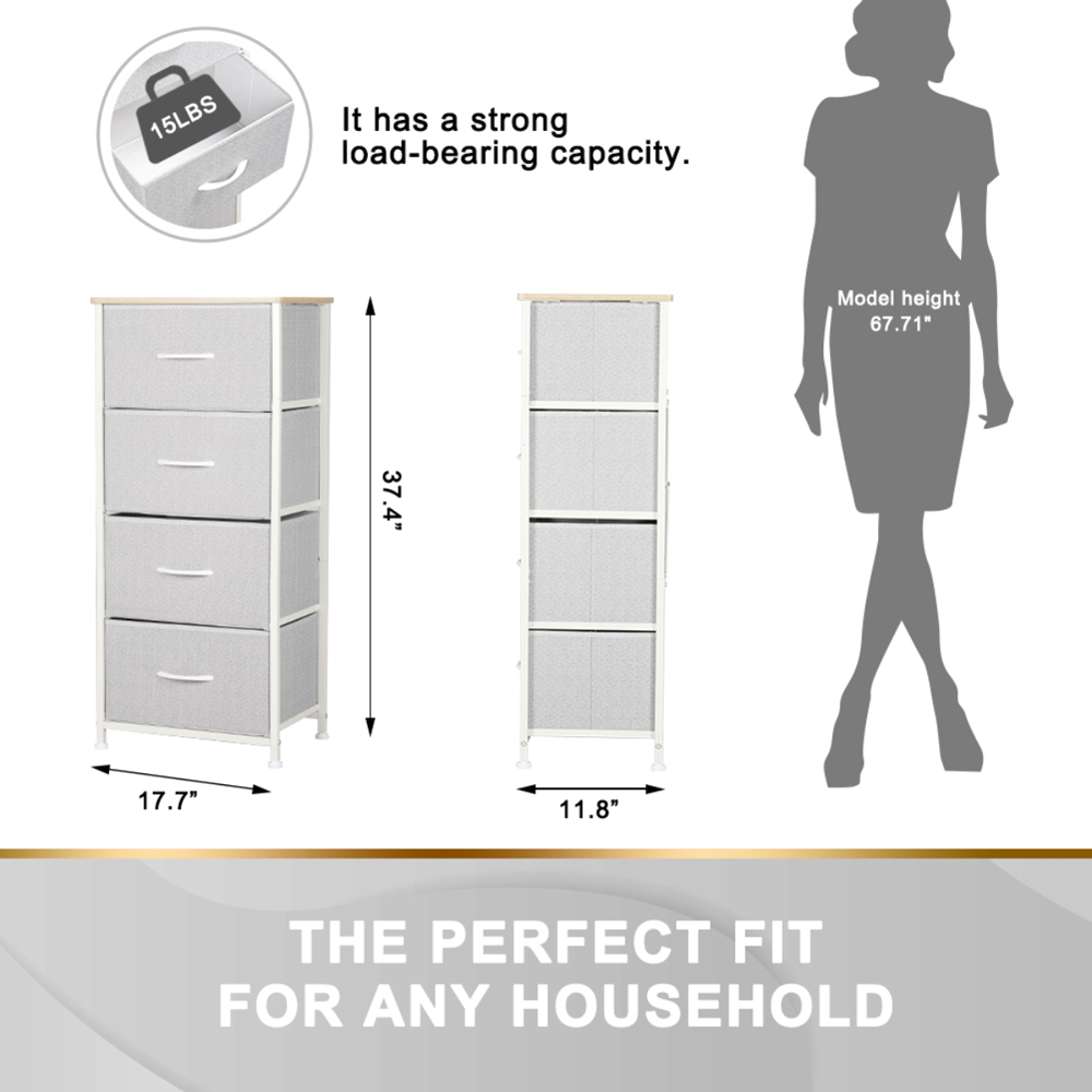 Alivio 4 Drawer White Chest of Drawers with Steel Frame Image 7