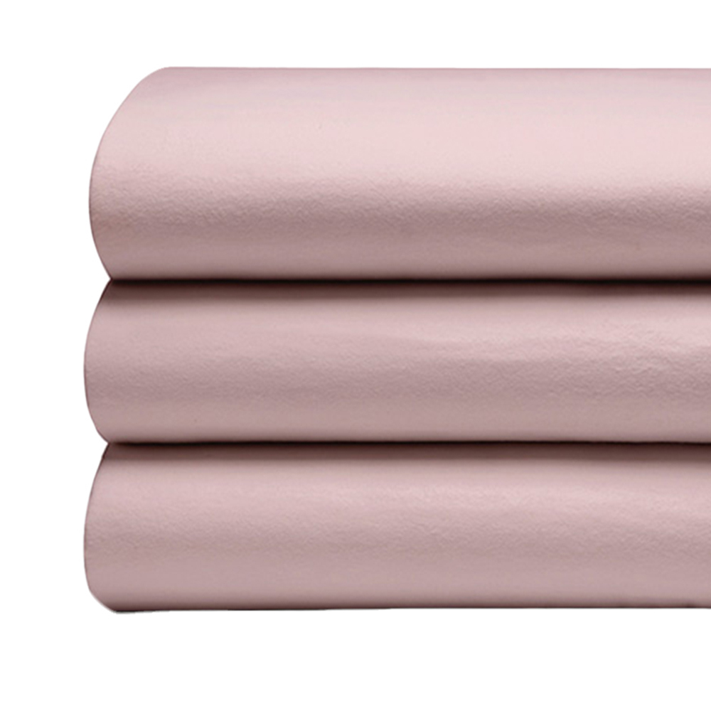 Serene Single Powder Pink Brushed Cotton Flat Bed Sheet Image 2